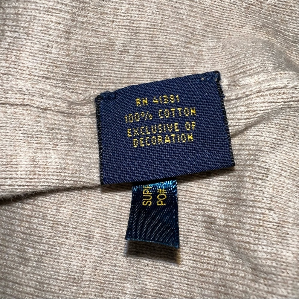 Polo Ralph Lauren Oatmeal Pima Cotton V-Neck Sweater XL - Picture 6 of 6